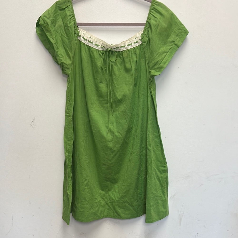 Orla Kiely Green Smocked Cap Sleeve Blouse